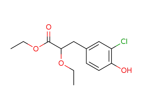 Molecular Structure of 544478-46-8 (3-(3-chloro-4-hydroxy-phenyl)-2-ethoxy-propionic acid ethyl ester)