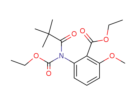 Molecular Structure of 154351-20-9 (ethyl 2-(N-ethoxycarbonyl-N-pivaloyl)amino-6-methoxybenzoate)