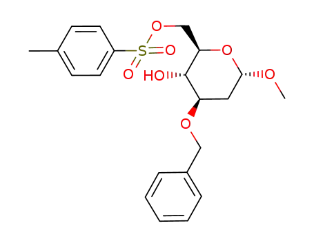Molecular Structure of 874788-94-0 (Toluene-4-sulfonic acid (2R,3S,4R,6S)-4-benzyloxy-3-hydroxy-6-methoxy-tetrahydro-pyran-2-ylmethyl ester)