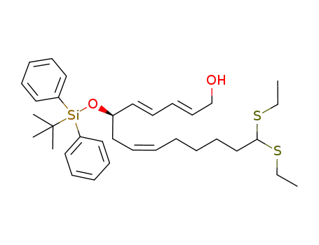 (2E,4E,8Z)-(R)-6-(tert-Butyl-diphenyl-silanyloxy)-14,14-bis-ethylsulfanyl-tetradeca-2,4,8-trien-1-ol