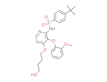Molecular Structure of 202288-09-3 (4-<i>tert</i>-butyl-<i>N</i>-[6-(4-hydroxy-butoxy)-5-(2-methoxy-phenoxy)-pyrimidin-4-yl]-benzenesulfonamide)