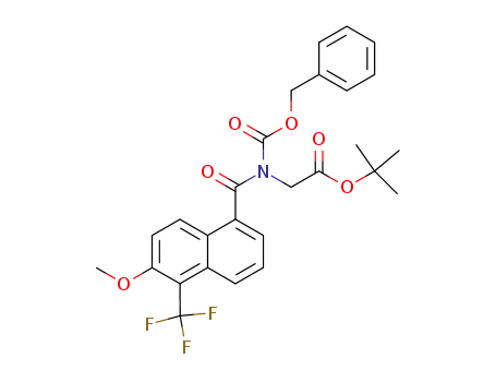 Molecular Structure of 121731-47-3 (N-<<6-methoxy-5-(trifluoromethyl)-1-naphthalenyl>carbonyl>-N-(benzyloxycarbonyl)glycine 1,1-dimethylethyl ester)