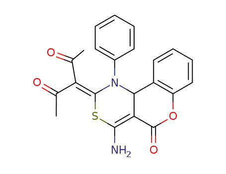 4-amino-2-(3,3-diacetylmethylene)-N-phenyl-[10b]-hydro-2H-thiazino(5,4-c)coumarin