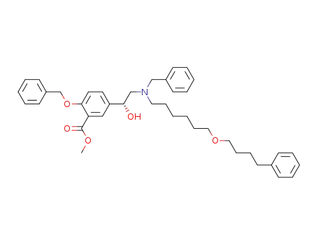 Molecular Structure of 160889-19-0 (2-Benzyloxy-5-((R)-2-{benzyl-[6-(4-phenyl-butoxy)-hexyl]-amino}-1-hydroxy-ethyl)-benzoic acid methyl ester)