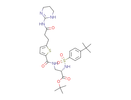 (2S)-2-(4-tert-Butylphenyl-sulfonylamino)-3-((5-(2-(1,4,5,6-tetrahydropyrimidin-2-ylcarbamoyl)-ethyl)-thiophene-2-carbonyl)-amino)-propionic Acid tert-Butyl Ester