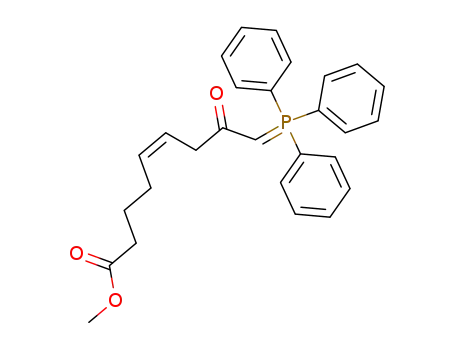 Molecular Structure of 156379-75-8 (5-Nonenoic acid, 8-oxo-9-(triphenylphosphoranylidene)-, methyl ester,
(Z)-)