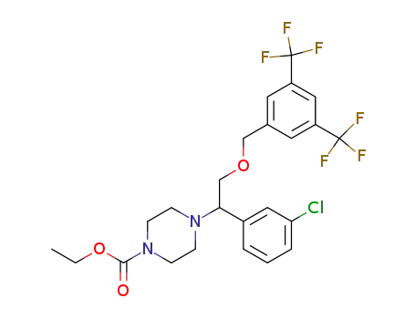 Molecular Structure of 346416-93-1 (4-[2-(3,5-bis-trifluoromethyl-benzyloxy)-1-(3-chloro-phenyl)-ethyl]-piperazine-1-carboxylic acid ethyl ester)