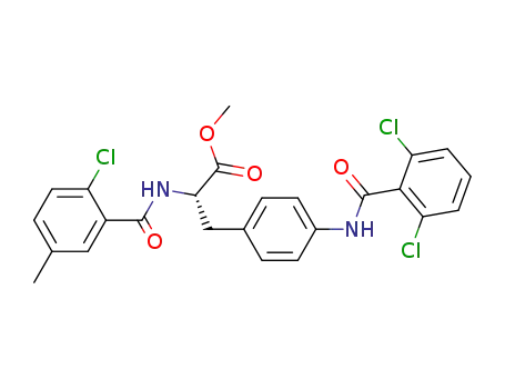 Molecular Structure of 220846-29-7 (L-Phenylalanine,
N-(2-chloro-5-methylbenzoyl)-4-[(2,6-dichlorobenzoyl)amino]-, methyl
ester)