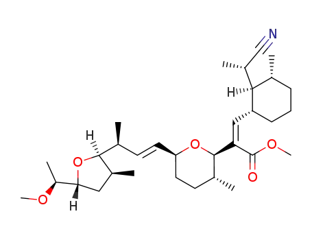 (Z)-3-[(1S,2S,3R)-2-((S)-Cyano-methyl-methyl)-3-methyl-cyclohexyl]-2-((2R,3R,6S)-6-{(E)-(S)-3-[(2R,3S,5R)-5-((S)-1-methoxy-ethyl)-3-methyl-tetrahydro-furan-2-yl]-but-1-enyl}-3-methyl-tetrahydro-pyran-2-yl)-acrylic acid methyl ester