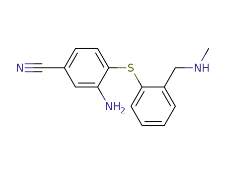 Molecular Structure of 296774-10-2 (BENZONITRILE, 3-AMINO-4-[[2-[(METHYLAMINO)METHYL]PHENYL]THIO])