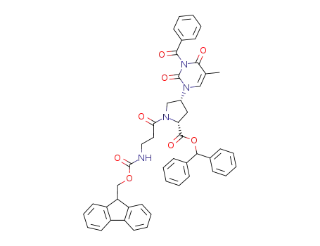4-(3-benzoyl-5-methyl-2,4-dioxo-3,4-dihydro-2<i>H</i>-pyrimidin-1-yl)-1-[3-(9<i>H</i>-fluoren-9-ylmethoxycarbonylamino)-propionyl]-pyrrolidine-2-carboxylic acid benzhydryl ester