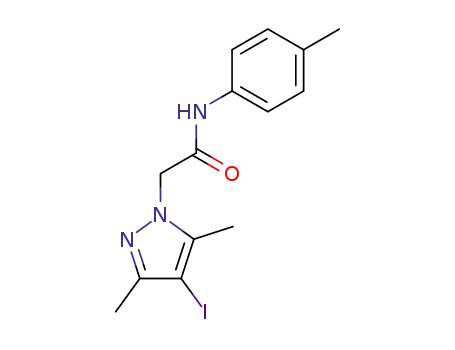 Molecular Structure of 302542-63-8 (1H-Pyrazole-1-acetamide,4-iodo-3,5-dimethyl-N-(4-methylphenyl)-)