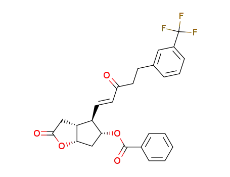 Molecular Structure of 294856-03-4 (Benzoic acid (3aR,4R,5R,6aS)-2-oxo-4-[(E)-3-oxo-5-(3-trifluoromethyl-phenyl)-pent-1-enyl]-hexahydro-cyclopenta[b]furan-5-yl ester)