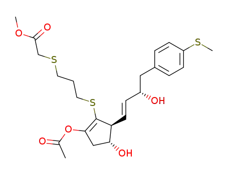(3-{(4R,5S)-2-Acetoxy-4-hydroxy-5-[(E)-(S)-3-hydroxy-4-(4-methylsulfanyl-phenyl)-but-1-enyl]-cyclopent-1-enylsulfanyl}-propylsulfanyl)-acetic acid methyl ester