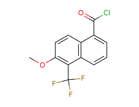 Molecular Structure of 92121-27-2 (1-Naphthalenecarbonyl chloride, 6-methoxy-5-(trifluoromethyl)-)