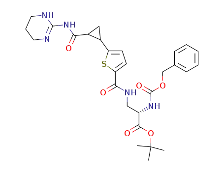 (2S)-2-Benzyloxycarbonylamino-3-((5-(2-(1,4,5,6-tetrahydropyrimidin-2-ylcarbamoyl)-cyclopropyl)-thiophene-2-carbonyl)-amino)-propionic Acid tert-Butyl Ester