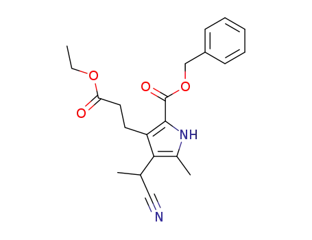 4-(cyano-methyl-methyl)-3-(2-ethoxycarbonyl-ethyl)-5-methyl-1<i>H</i>-pyrrole-2-carboxylic acid benzyl ester