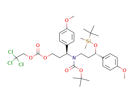 (3S,3'S)-3-<N-tert-butoxycarbonyl-3'-tert-butyldimethylsiloxy-3'-(4-methoxyphenyl)-propylamino>-3-(4-methoxyphenyl)-1-(2,2,2-trichloroethoxycarbonyloxy)propane