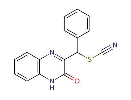 Molecular Structure of 289704-35-4 (Thiocyanic acid, (3,4-dihydro-3-oxo-2-quinoxalinyl)phenylmethyl ester)