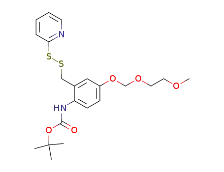 Molecular Structure of 161639-12-9 ([4-(2-Methoxy-ethoxymethoxy)-2-(pyridin-2-yldisulfanylmethyl)-phenyl]-carbamic acid tert-butyl ester)