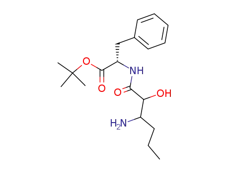 Molecular Structure of 402958-29-6 (L-Phenylalanine, N-(3-amino-2-hydroxy-1-oxohexyl)-, 1,1-dimethylethyl
ester)