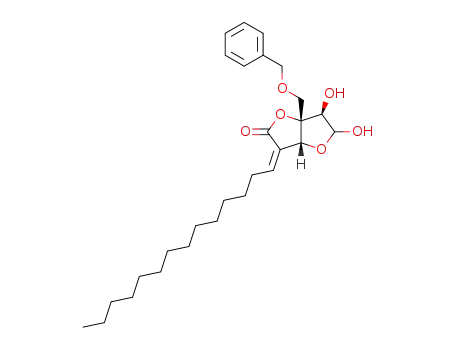 Molecular Structure of 473290-39-0 ((3aR,6R,6aR)-6a-Benzyloxymethyl-5,6-dihydroxy-3-tetradec-(Z)-ylidene-tetrahydro-furo[3,2-b]furan-2-one)