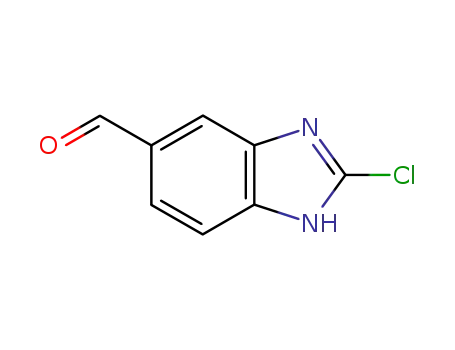 Molecular Structure of 288579-82-8 (1H-Benzimidazole-5-carboxaldehyde,2-chloro-(9CI))