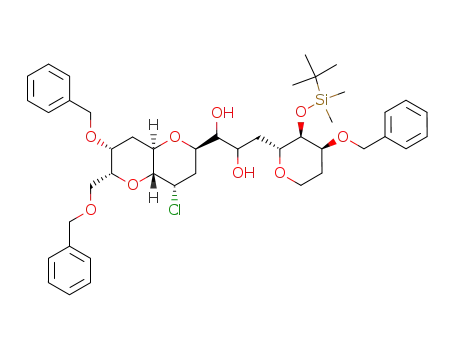 1-((2R,4S,4aR,6R,7R,8aR)-7-Benzyloxy-6-benzyloxymethyl-4-chloro-octahydro-pyrano[3,2-b]pyran-2-yl)-3-[(2R,3S,4S)-4-benzyloxy-3-(tert-butyl-dimethyl-silanyloxy)-tetrahydro-pyran-2-yl]-propane-1,2-diol