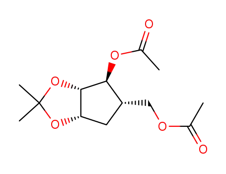 Molecular Structure of 105285-29-8 ((1S,2S,3S,4S)-2-acetoxy-1-(acetoxymethyl)-3,4-(isopropylidenedioxy)cyclopentane)