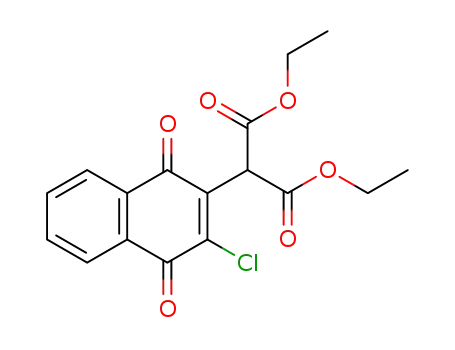Molecular Structure of 18093-48-6 (Propanedioic acid, (3-chloro-1,4-dihydro-1,4-dioxo-2-naphthalenyl)-,
diethyl ester)