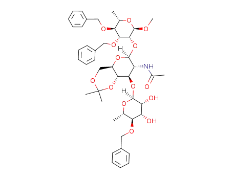 methyl (4-O-benzyl-α-L-rhamnopyranosyl)-(1->3)-(2-acetamido-2-deoxy-4,6-O-isopropylidene-β-D-glucopyranosyl)-(1->2)-3,4-di-O-benzyl-α-L-rhamnopyranoside