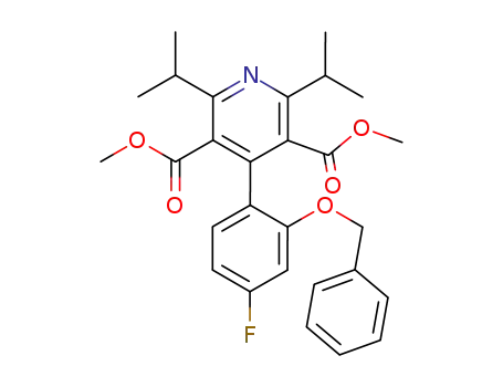 Molecular Structure of 470717-47-6 (3,5-Pyridinedicarboxylic acid, 4-[4-fluoro-2-(phenylmethoxy)phenyl]-2,6-bis(1-methylethyl)-, 3,5-dimethyl ester)