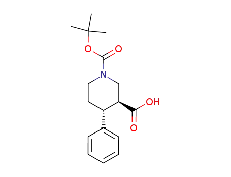 Molecular Structure of 652971-20-5 ((3S,4R)-1-(tert-butoxycarbonyl)-4-phenylpiperidine-3-carboxylic acid)
