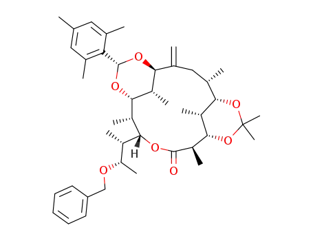 Molecular Structure of 565226-34-8 ((1R,4S,5S,9S,10R,13R,14R,15S,17S,19R,20R)-13-((1S,2S)-2-Benzyloxy-1-methyl-propyl)-4,7,7,10,14,19,20-heptamethyl-2-methylene-17-(2,4,6-trimethyl-phenyl)-6,8,12,16,18-pentaoxa-tricyclo[13.3.1.1<sup>5,9</sup>]icosan-11-one)