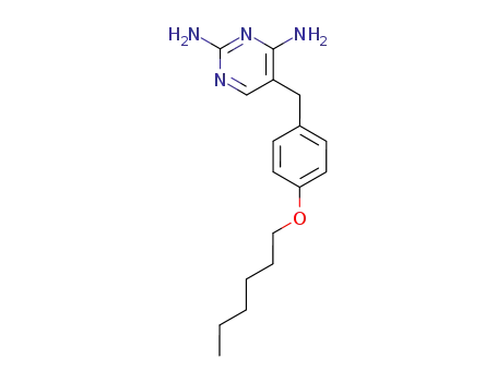 Molecular Structure of 80407-61-0 (2,4-Pyrimidinediamine, 5-[[4-(hexyloxy)phenyl]methyl]-)