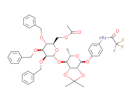Acetic acid (2R,3R,4S,5S,6R)-3,4,5-tris-benzyloxy-6-{(3aR,4S,6S,7S,7aR)-2,2,6-trimethyl-4-[4-(2,2,2-trifluoro-acetylamino)-phenoxy]-tetrahydro-[1,3]dioxolo[4,5-c]pyran-7-yloxy}-tetrahydro-pyran-2-ylmethyl ester