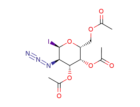Molecular Structure of 68733-27-7 (3,4,6-tri-O-acetyl-2-azido-2-deoxy-α-D-galactopyranosyl iodide)