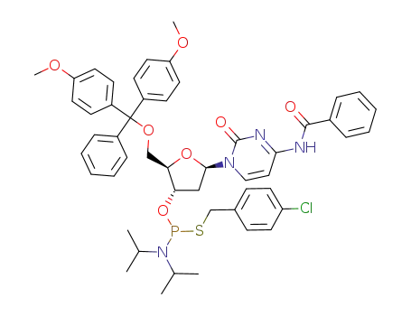 5'-O-dimethoxytrityl-N<sub>4</sub>-benzoyldeoxycytidine 3'-O-(S-4-chlorobenzyl)diisopropylaminophosphorothioamidite