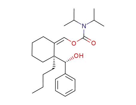 Molecular Structure of 871693-23-1 (Carbamic acid, bis(1-methylethyl)-,
(Z)-[(2S)-2-butyl-2-[(R)-hydroxyphenylmethyl]cyclohexylidene]methyl
ester)