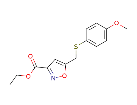 Molecular Structure of 823219-90-5 (3-Isoxazolecarboxylic acid, 5-[[(4-methoxyphenyl)thio]methyl]-, ethyl
ester)