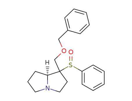 Molecular Structure of 138478-73-6 (1H-Pyrrolizine, hexahydro-1-[(phenylmethoxy)methyl]-1-(phenylsulfinyl)-)