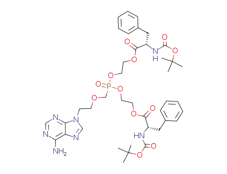 Molecular Structure of 928651-82-5 (2-<i>tert</i>-butoxycarbonylamino-3-phenyl-propionic acid 2-{[2-(6-amino-purin-9-yl)-ethoxymethyl]-[2-(2-<i>tert</i>-butoxycarbonylamino-3-phenyl-propionyloxy)-ethoxy]-phosphinoyloxy}-ethyl ester)
