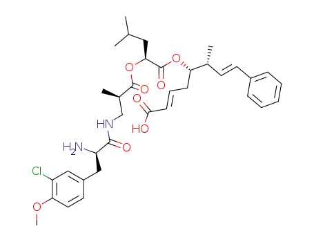 (2E,7E)-(5S,6R)-5-((S)-2-{(R)-3-[(R)-2-Amino-3-(3-chloro-4-methoxy-phenyl)-propionylamino]-2-methyl-propionyloxy}-4-methyl-pentanoyloxy)-6-methyl-8-phenyl-octa-2,7-dienoic acid