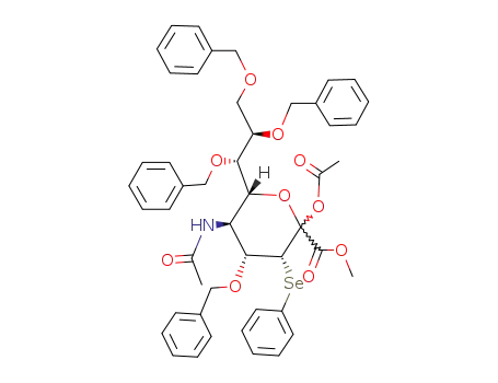 (3R,4R,5S,6R)-2-Acetoxy-5-acetylamino-4-benzyloxy-3-phenylselanyl-6-((1S,2R)-1,2,3-tris-benzyloxy-propyl)-tetrahydro-pyran-2-carboxylic acid methyl ester