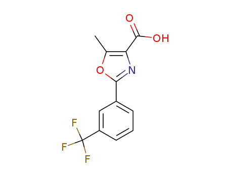 Molecular Structure of 848188-39-6 (4-Oxazolecarboxylic acid, 5-methyl-2-[3-(trifluoromethyl)phenyl]-)
