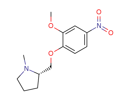 Molecular Structure of 515142-40-2 (Pyrrolidine, 2-[(2-methoxy-4-nitrophenoxy)methyl]-1-methyl-, (2S)-)