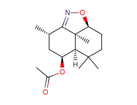 Molecular Structure of 104751-91-9 ((3β,5α,5aβ,8aβ,8bβ)-(+/-)-4,5,5a,6,7,8,8a,8b,-octahydro-3,6,6,8b-tetramethyl-3H-naphth<1,8-cd>isoxazol-5-ol acetate)