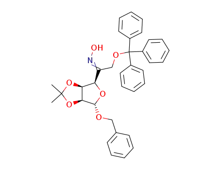 Molecular Structure of 91364-14-6 (BENZYL 2,3-O-ISOPROPYLIDENE-6-O-TRITYL-5-KETO-ALPHA-D-MANNOFURANOSIDE, 5-OXIME)