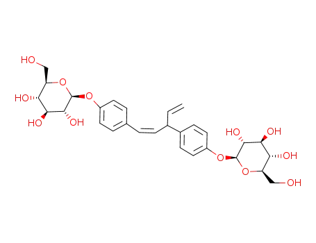 Molecular Structure of 96848-98-5 ([(Z)-3-Ethenyl-1-propene-1,3-diyl]bis(4,1-phenylene)bis(β-D-glucopyranoside))