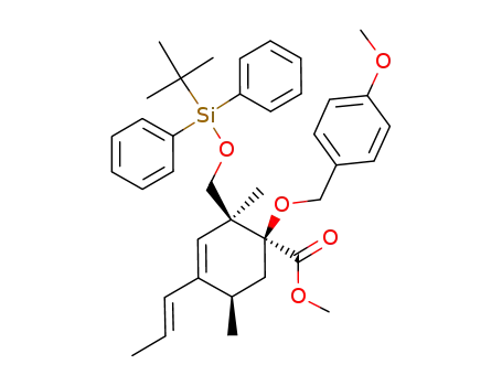 (1S,2S,5R)-2-(tert-Butyl-diphenyl-silanyloxymethyl)-1-(4-methoxy-benzyloxy)-2,5-dimethyl-4-((E)-propenyl)-cyclohex-3-enecarboxylic acid methyl ester
